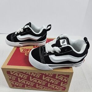 Vans Knu Skool Elastic Lace Toddler Shoes Black White VN000D0K6BT Size 4.0 TD